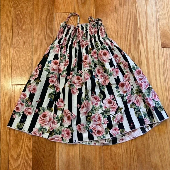 Dolce & Gabbana Black and Pink Floral Kids Dress - Picture 2 of 6